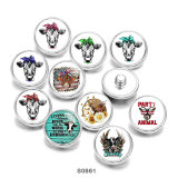Painted metal 20mm snap buttons pattern cows  Print