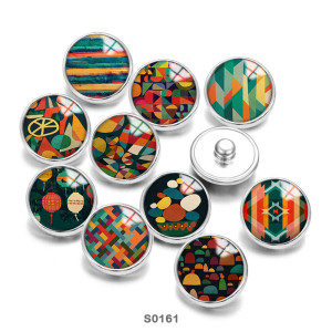 Painted metal 20mm snap buttons Colorful  Pattern Print