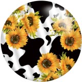 Painted metal 20mm snap buttons Love Cross Sunflower  Print   DIY jewelry