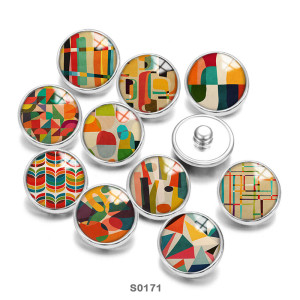 Painted metal 20mm snap buttons Colorful  Pattern Print