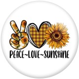 20MM Peace Love Teach Sunshine  Print glass snaps buttons  DIY jewelry