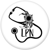 Painted metal 20mm snap buttons Nurse LPN RN Print   DIY jewelry