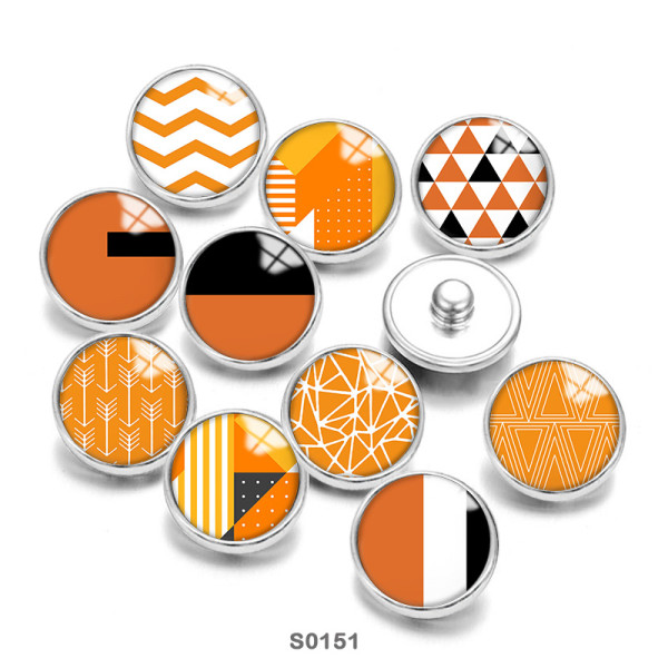 Painted metal 20mm snap buttons Orange Pattern Print