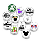 Painted metal 20mm snap buttons  dinosaur frog girl Print   DIY jewelry