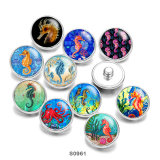 Painted metal 20mm snap buttons  hippocampus beach Print   DIY Jewelry