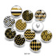 Painted metal 20mm snap button charms Black Pattern Print