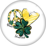 Painted metal 20mm snap buttons Clover love happy easter