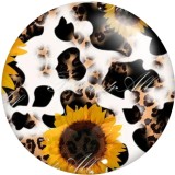 Painted metal 20mm snap buttons Love Cross Sunflower  Print   DIY jewelry