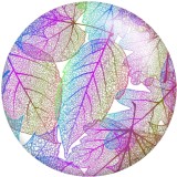 Painted metal 20mm snap buttons Transparent leaf  Print