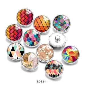 Painted metal 20mm snap buttons Colorful Pattern Print