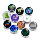 Painted metal 20mm snap buttons Cartoon Print   DIY jewelry