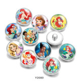 Painted metal 20mm snap buttons Cartoon princess