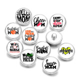 Painted metal 20mm snap buttons Sport Mom Print   DIY jewelry