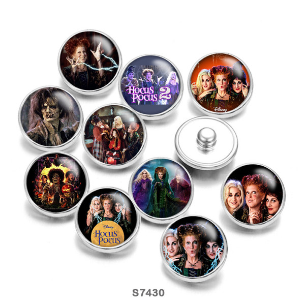 Painted metal 20mm snap buttons disney Halloween witch Print