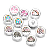 Painted metal 20mm snap buttons  Rainbow Love Print   DIY jewelry