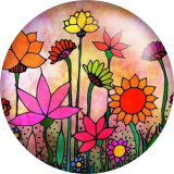 Painted metal 20mm snap buttons Colorful Flower  pattern Print
