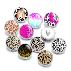 20MM Leopard Pattern Print glass snaps buttons  DIY jewelry