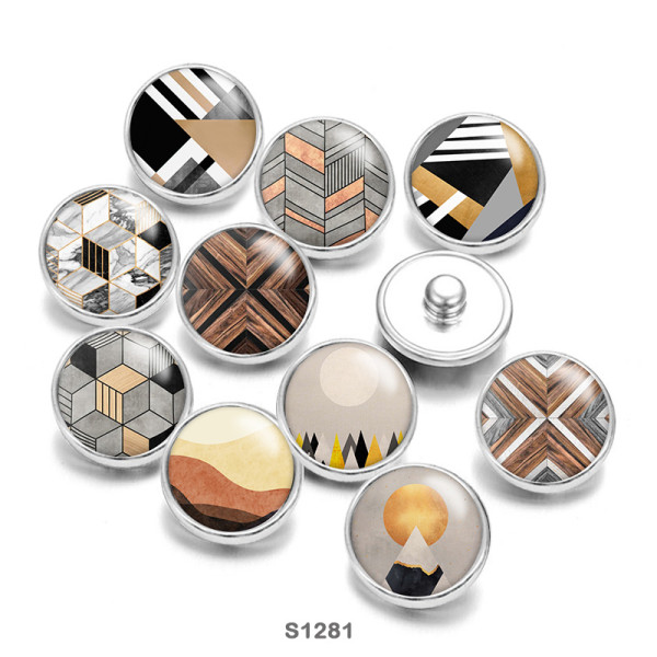 Painted metal 20mm snap buttons  pattern Print