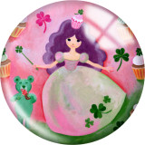 Painted metal 20mm snap buttons Clover Cat happy easter