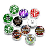 20MM Coffee Motor Cycles Print glass snaps buttons  DIY jewelry