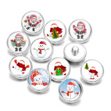 Painted metal 20mm snap buttons Santa Claus  Print   DIY jewelry