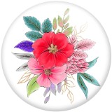 20MM  Beautiful flowers Print glass snaps buttons  DIY jewelry