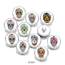 Painted metal 20mm snap buttons pattern skull Print