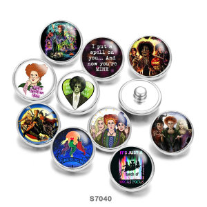 Painted metal 20mm snap buttons disney Halloween witch Print