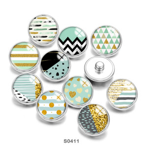 Painted metal 20mm snap buttons Blue pattern Print