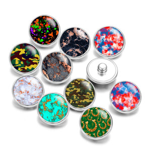 20MM Colorful Texture Pattern Print glass snaps buttons  DIY jewelry