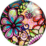 Painted metal 20mm snap buttons Colorful Flower  pattern Print