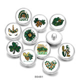 Painted metal 20mm snap buttons Green love happy easter  Clover Print