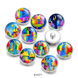 Painted metal 20mm snap buttons color pattern Print