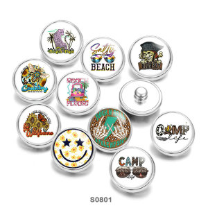 Painted metal 20mm snap buttons pattern Smile Print