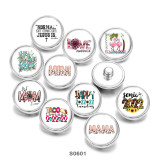 Painted metal 20mm snap buttons MOM love MAMA  Print