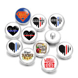 Painted metal 20mm snap buttons proud wife Love Teacher Words Print   DIY jewelry