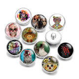 20MM Halloween Skull Animal Print glass snaps buttons  DIY jewelry
