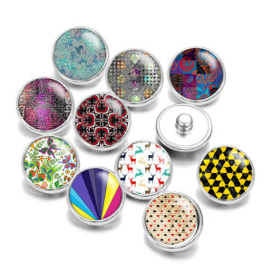 Painted metal 20mm snap buttons  Colorful pattern  pattern Print