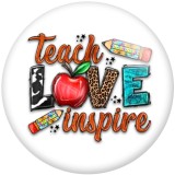 20MM Teach Love Inspire  Print glass snaps buttons  DIY jewelry