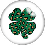 Painted metal 20mm snap buttons Green love happy easter  Clover Print