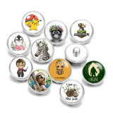 Painted metal 20mm snap buttons Animal Cartoon Print   DIY jewelry