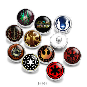 Painted metal 20mm snap buttons Star wars famous movie  Print