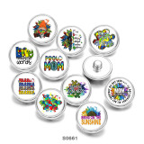 Painted metal 20mm snap buttons Flower love MOM