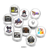 Painted metal 20mm snap buttons pattern Mom Print