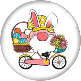 Painted metal 20mm snap buttons  love happy easter rabbit Print