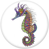 Painted metal 20mm snap buttons  hippocampus beach Print