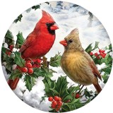 Painted metal 20mm snap buttons Christmas Bird Dog Print   DIY jewelry