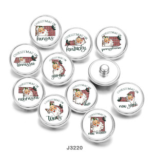 Painted metal 20mm snap buttons Christmas Santa Claus  Print