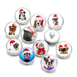 Painted metal 20mm snap buttons Christmas Kitten and puppy Print   DIY jewelry