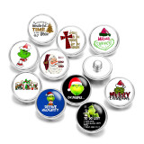 20MM Christmas Green The grinch Print glass snaps buttons  DIY jewelry